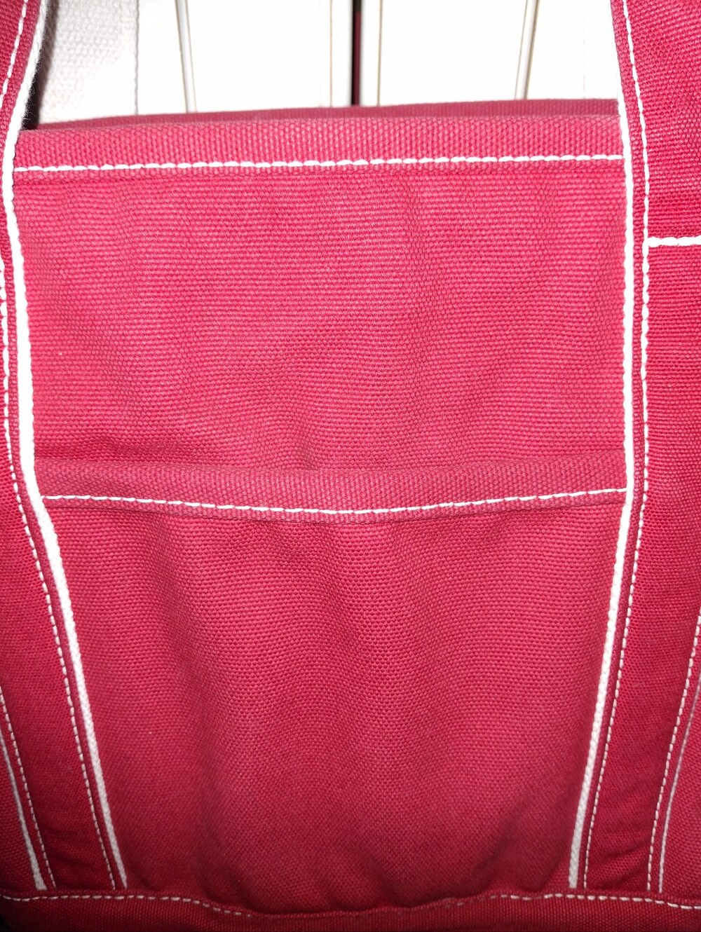 Lands' End Red Canvas Tote with White Stitching - Picture 5 of 7